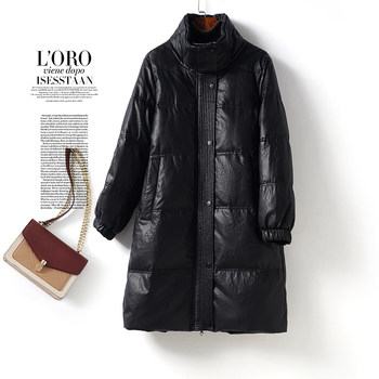 Haining leather jacket mid-length korean style loose genuine leather down