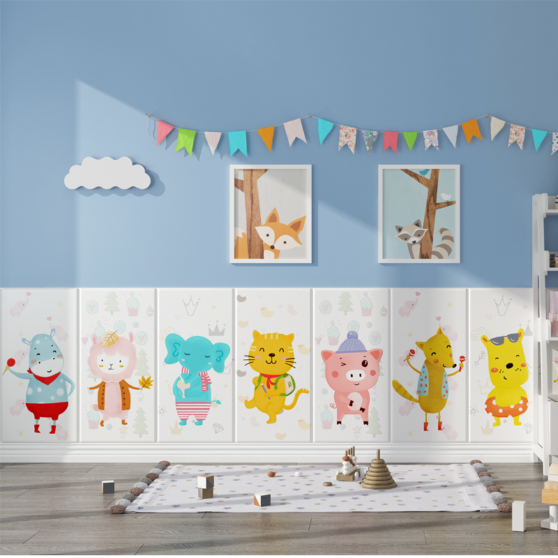 Kindergarten cartoon children's room wallpaper self-adhesive wall apron bedroom soft bag tatami 3d three-dimensional self-adhesive wallpaper