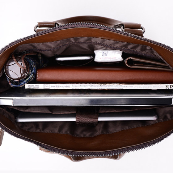 蓝博袋鼠男包商务公文包真皮采购男士包包单肩斜挎包牛皮手提包男