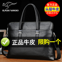 Blue Blob Kangaroo Men Bag кожаный портфель Mens busine Bull Leather Handmbak одна плечевая рука Get kinkeed s