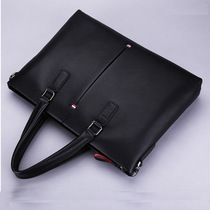 Mens bag leather handbag briefcase male business head-layer bull leather computer with a slope bag
