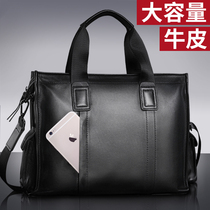 Men Handbag Crosswalk Large Capacity Briefcase Business Genuine Leather Backpack Casual Single Shoulder Inclined Satchel Leather Computer Bag