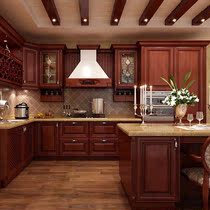 Overall cabinet custom-made high-grade North American imported solid wood cabinet kitchen red oak cherry wood cabinet custom-made whole