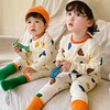 Class A pure cotton autumn and winter thermal underwear set for boys and girls, baby home clothes, autumn clothes and long pants, children's pajamas, comfortable
