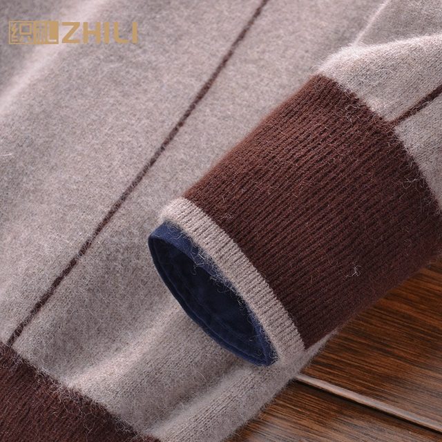 Zhili Men's 23rd Autumn and Winter Product New 100% Pure Cashmere Sweater Men's V-neck Color Block Cashmere Sweater Men's Sweater