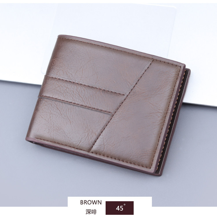 男士短款钱包男款卡包一体可放驾驶证男钱夹带拉链皮夹男式三折包详情8