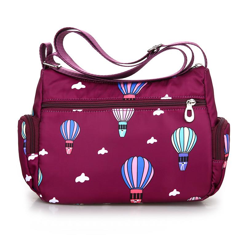 Nylon printed slanted satchel bag Canvas Single Shoulder Bag for Old Age Flower Bouquet Mom Package Large Capacity Travel Scapes Bag
