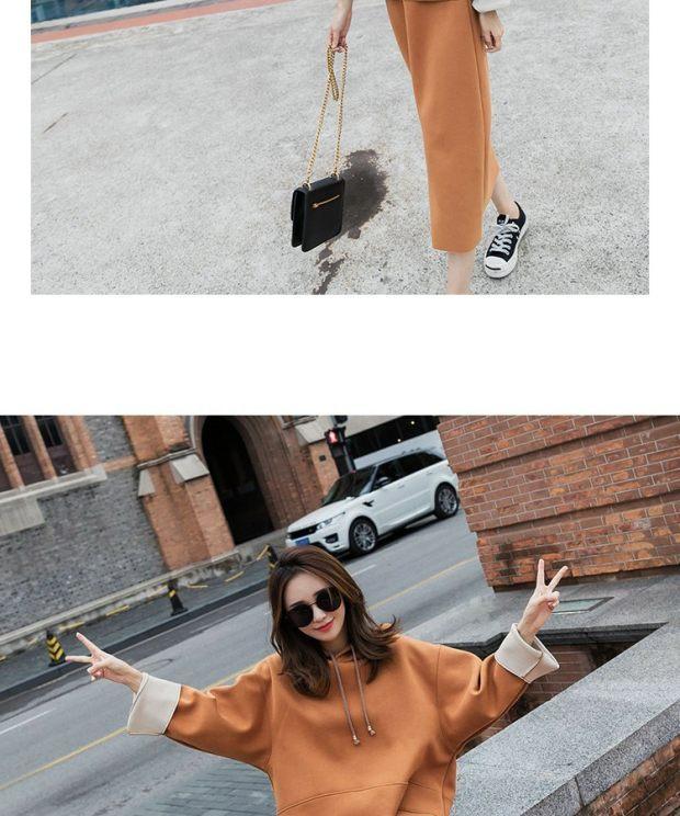 Fat MM mùa thu đông mới thời trang Hàn Quốc kích thước lớn rộng dày dày giản dị phù hợp với sinh viên váy hai dây nữ áo sweater nữ