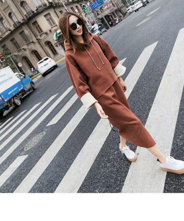 Fat MM mùa thu đông mới thời trang Hàn Quốc kích thước lớn rộng dày dày giản dị phù hợp với sinh viên váy hai dây nữ áo sweater nữ