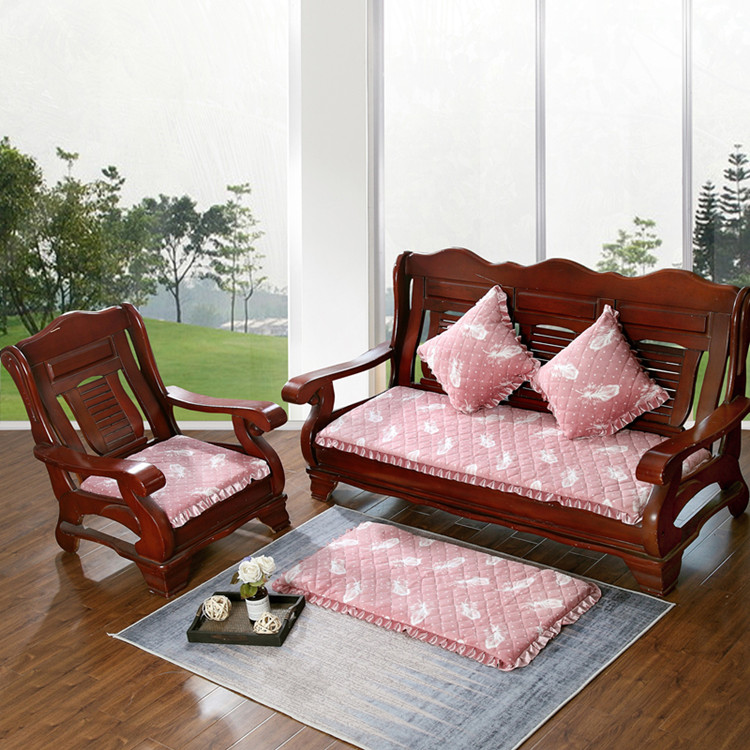 Mùa đông dày sofa gỗ đệm với tựa lưng gỗ gụ kết hợp phổ quát một mảnh đệm chống trượt băng ghế dự bị sang trọng nệm lót ghế ngồi
