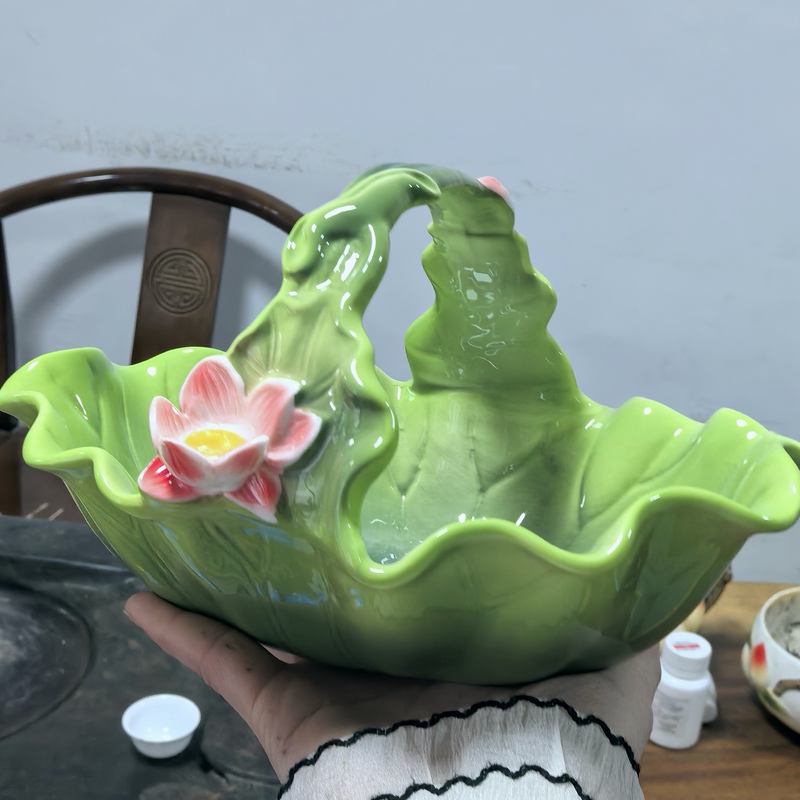 High-Quality Fruit Basket with Underglaze Color, Fruit Plate, Crayfish, Crab, Blue ins Style