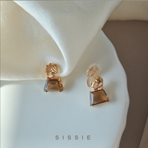 New gradient imitation crystal no earbuds ear clip High feeling ear pendant without pain Mosquito Coil disc upholstered clamping ear nail