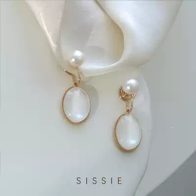 Painless mosquito coil ear clip without ear hole female freshwater pearl advanced French temperament antique retro earrings