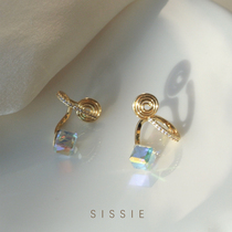 Focus Without Pain Ear Clip ~ Colored Square Sugar Crystal No earbuds Mosquito Coil Dish Woman Earrings Superior Sensation You Earrings Earrings