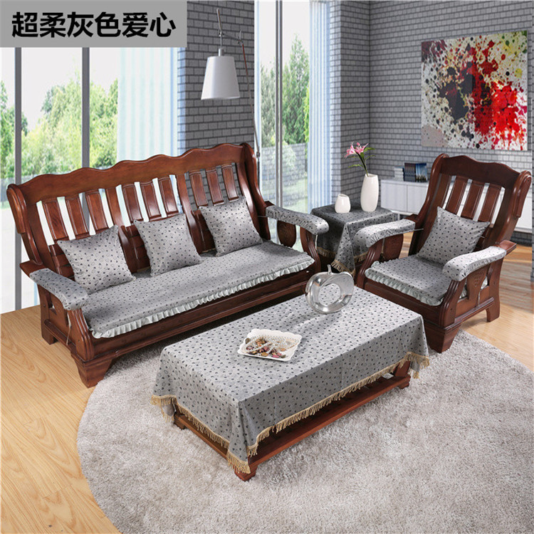 Mùa đông gỗ gụ sofa đệm ba ghế gỗ gỗ gỗ đệm dày chống trượt đồ gỗ rắn mùa xuân và mùa thu ghế băng ghế đệm thảm trải ghế sa lông