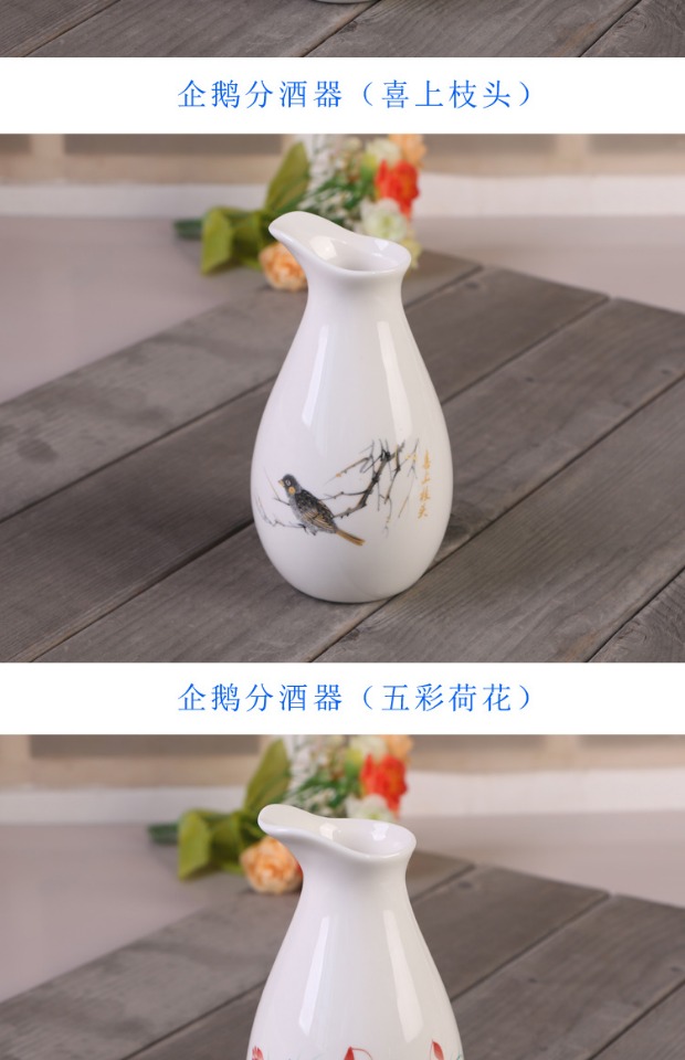Chim cánh cụt gốm tỉnh táo bình decanter rượu vang trắng thủy tinh thủy tinh trắng sứ hip bình đặt bộ rượu - Rượu vang gia ly ruou vang