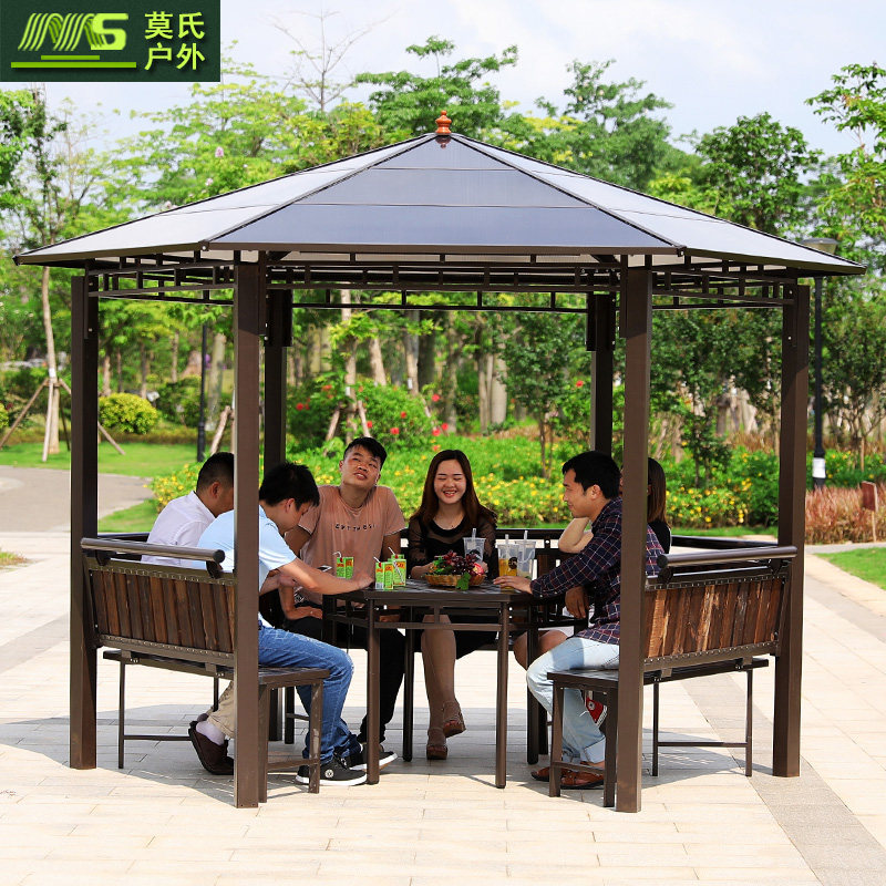 Outdoor gazette kiosk villa garden high-end anti-corrosion wooden pavilion outdoor leisure and sun-proof stainless steel pavilion