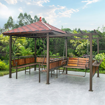 Outdoor Pavilion grape frame anticorrosive wood swing table and chair solid wood outdoor garden leisure pavilion Simple Mobile Assembly