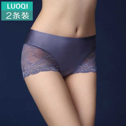 洛骑2条装 女士冰丝无痕内裤中腰蕾丝平角裤透明性感平角内裤超薄-tmall.com天猫 洛骑2条装 女士冰丝无痕内裤中腰蕾丝平角裤透明性感平角内裤超薄-tmall.com天猫