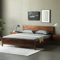  North American black walnut bed Nordic simple modern Japanese log bed 1 51 8 meters solid wood bed double wood wax oil