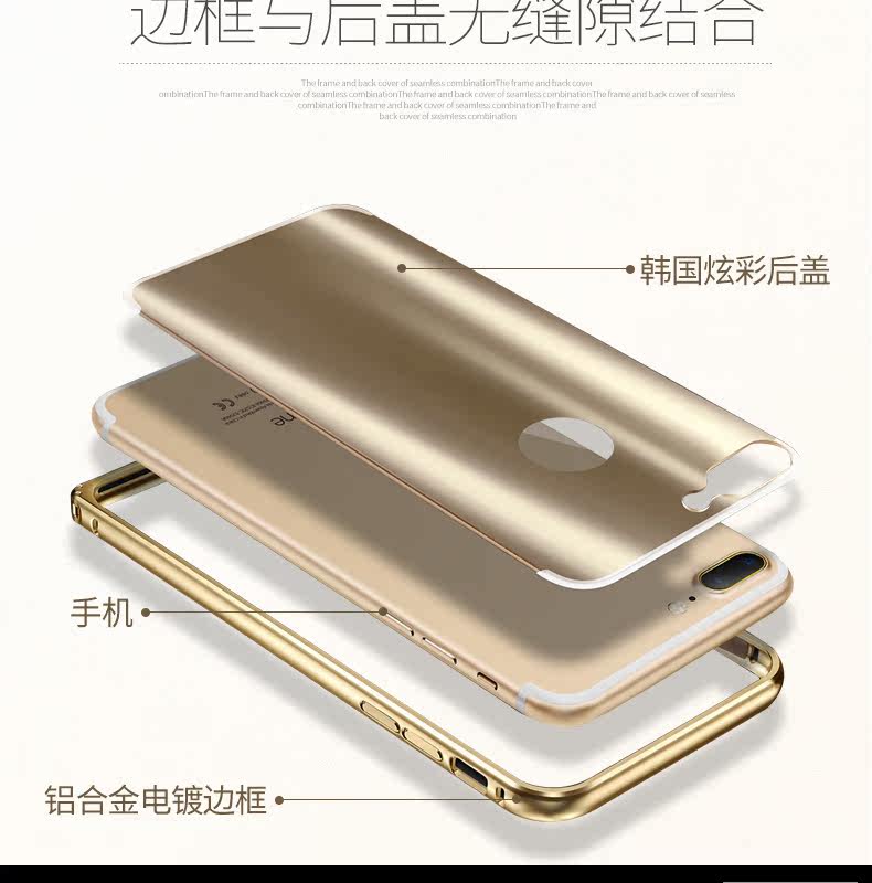 iy Ultra Slim Lightweight Aluminum Metal Bumper Dazzle Color Acrylic Back Cover Case for Apple iPhone 7 Plus & iPhone 7