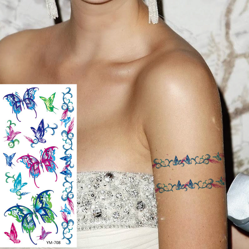 Small frescoed painted hand-made arm ring bracelet arm floral arm ring arm breast foot flower butterfly tattooed patch waterproof X708