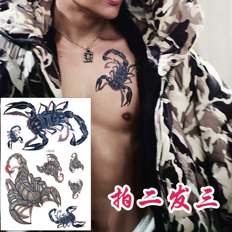 3d Stereo Arm Bracelet Back Foot Insect Ankle Scar Pipa Bug Fitter Scorpion Gold Worm Scorpion Tattoo Sticker waterproof CX048