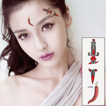 Small fresh mini sexy face beard arm finger shoulder wearing meat dagger red pepper tattoo patch waterproof LW080