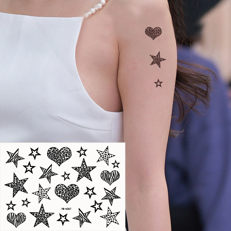 Small fresh sexy arm wrist chest foot shoulder neck spot star five-pointed star heart star tattoo sticker waterproof K087 - Taobao