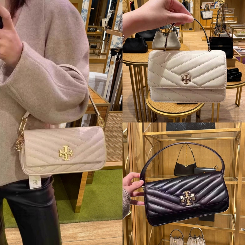 Tb Women's Bag New Model Kira Lambskin Quilted Underarm Bag Flap Handbag Fashionable Shoulder Crossbody Chain Baguette Bag