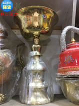 Nepalese hand thickened carved brass butter lamp Brass lamp (diameter 26 cm)