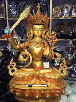 Tibetan Buddhism Nepal handmade red copper full gilt Buddha statue Manjushri Buddha statue Manjushri 1 foot