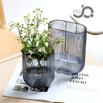 Nordic minimalist light lavish creative ins glass vases U-style living-room lilies water peels home big rose flower arrangement pendulum