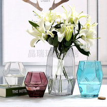 Eurostyle minimalist geometric stained glass vase swing piece transparent flower arrangement Home water raising creative handiwork Dried Flower Bottle