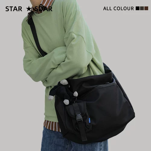 Вместительная и большая сумка через плечо, черная сумка на одно плечо для отдыха, подходит для студента