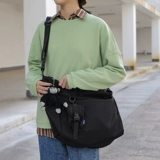 Вместительная и большая сумка через плечо, черная сумка на одно плечо для отдыха, подходит для студента