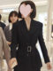 Black Wide-Leg Pants Suit for Women, High-End Spring and Autumn Goddess Style, Socialite Temperament, Waist-Cinching Professional Formal Suit
