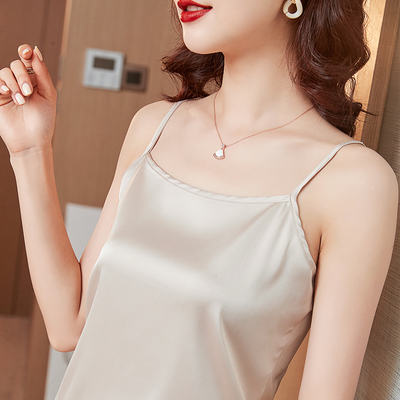 A versatile casual women's suit with a satin vest, one-neck sleeping halter and acetate vest for a fashionable look