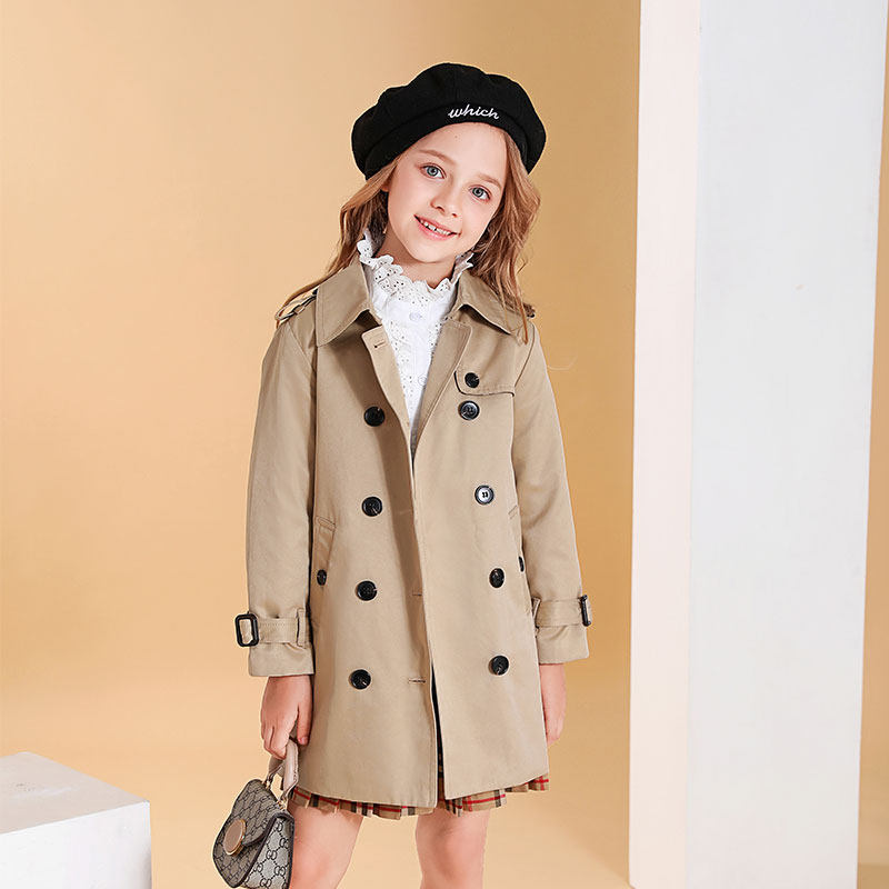 Girl Windcoat Jacket Children Yinglun Wind 2021 New Spring Autumn CUHK Children's Dress Girl Foreign Fashion Blouse