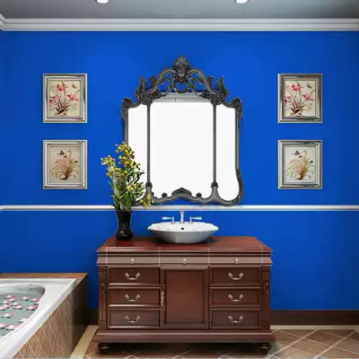 Nordic pure blue gem blue wallpaper non-woven TV film and television Wall bedroom front desk background telecom blue wallpaper