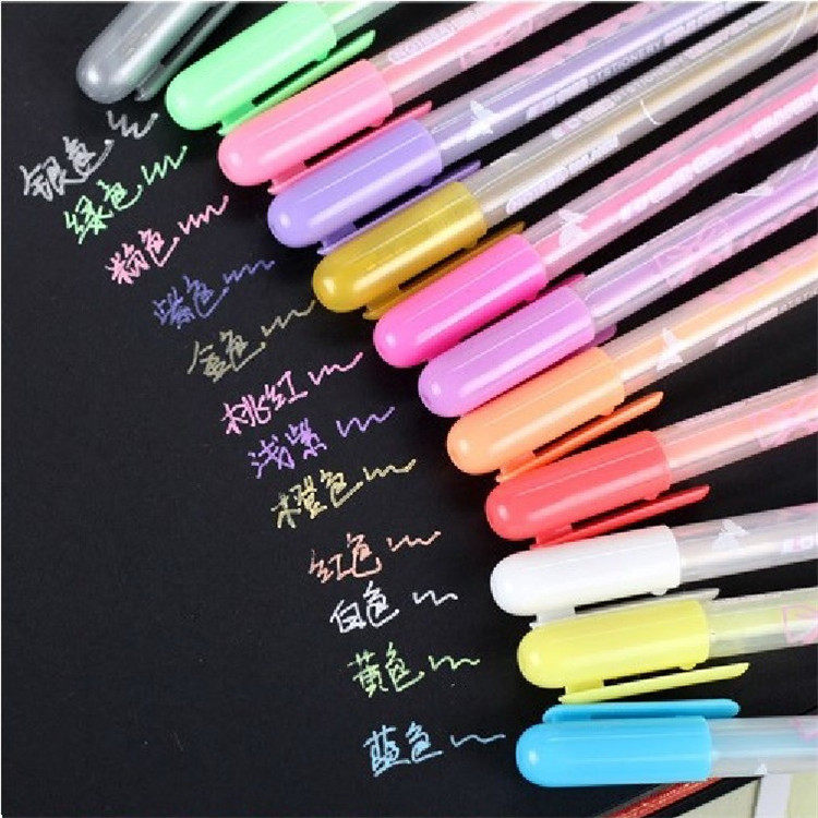 Brandy DIY handmade album pen Water pink pen Pen Black Paper Pen Fluorescent Pen 12 Color Optional-Taobao