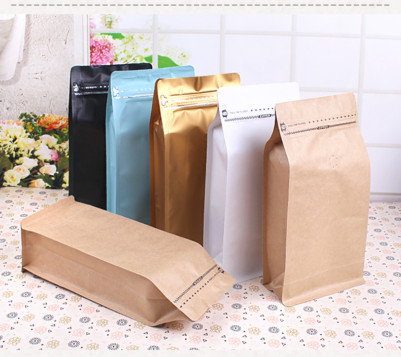 Phát hiện một pound túi cà phê bao bì có van gas tám mặt niêm phong lá nhôm Túi Ziplock 10 túi cà phê tùy chỉnh - Cà phê bình pha cafe
