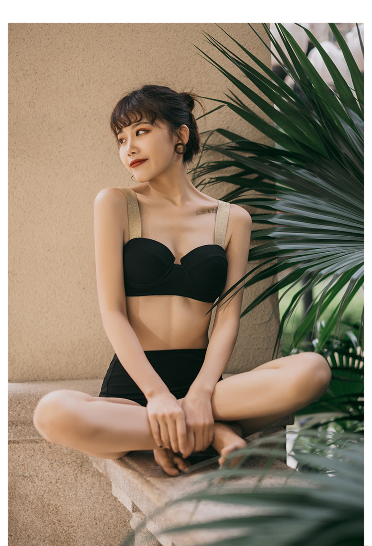 Đồ bơi hàn quốc nữ lưới đỏ eo cao bikini gợi cảm che bụng bị chẻ mỏng sinh viên bảo thủ mùa xuân nóng bỏng áo tắm - Bikinis áo choàng tắm biển