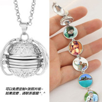 6 layer angel wings photo box photo album necklace 4 layers can open pendant with chain folding photo DIY custom gift