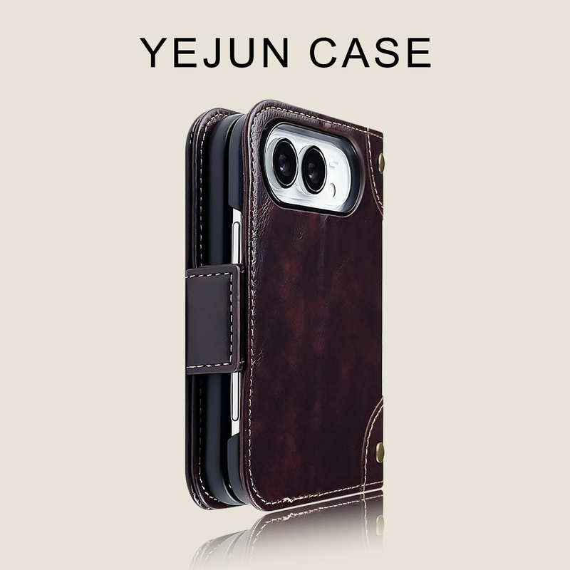 Yejun Is Suitable for iPhone Duo Phone Case, Burgundy Flip Cover with Card Holder, Protective Leather Case for Men and Women, New Apple iPhone Duo Folding Screen Case, Retro Simple Business Full-Cover Yejun Is Suitable for iPhone Duo Phone Case, Burgundy Flip Cover with Card Holder, Protective Leather Case for Men and Women, New Apple iPhone Duo Folding Screen Case, Retro Simple Business Full-Cover