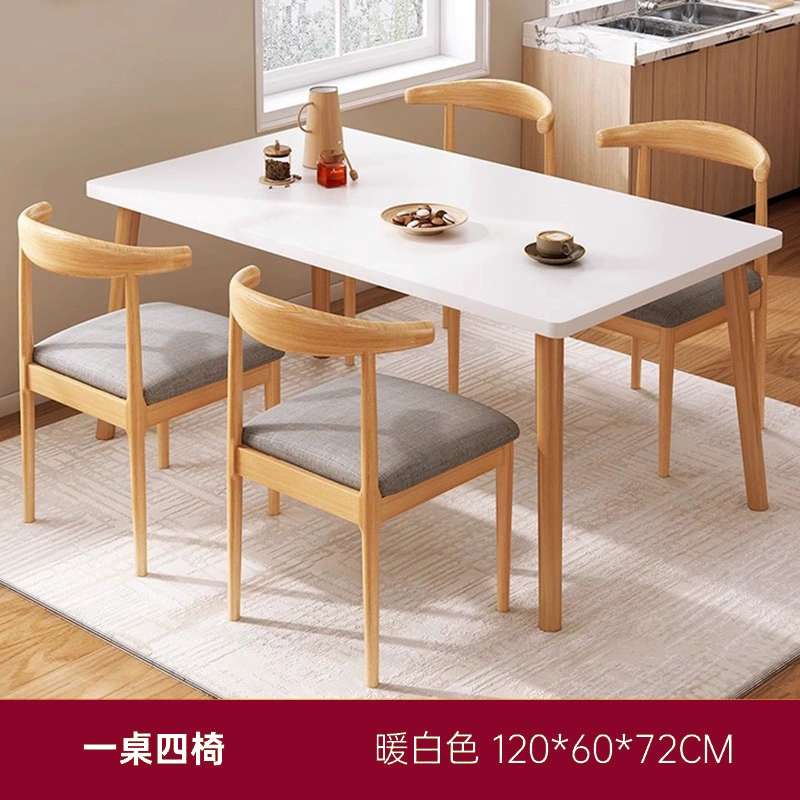 bộ bàn an 6 ghế gỗ tự nhiên Bàn ăn tại nhà cho thuê bàn ​​cho căn hộ nhỏ hình chữ nhật đơn giản chân gỗ Bắc Âu kết hợp bàn ăn bộ bàn ghế an com gia đình ghế ăn gấp 