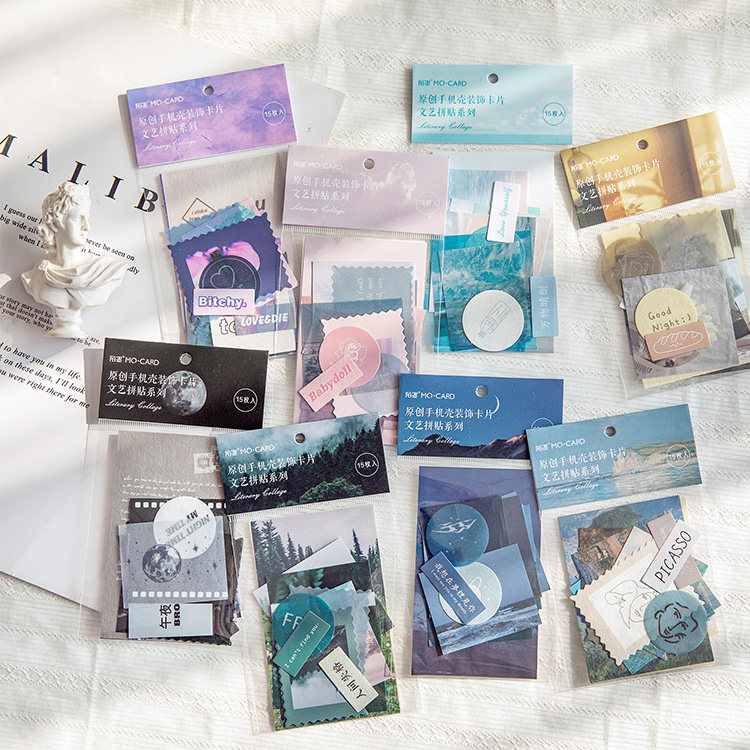 Mo Mo hand account decorative material base paper mobile phone protective shell decorative literary collage ins wind space planet card