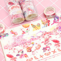 Discount creative 8-roll set and paper tape hand account spelling stickers ancient style art whale Cherry Blossom hand account material