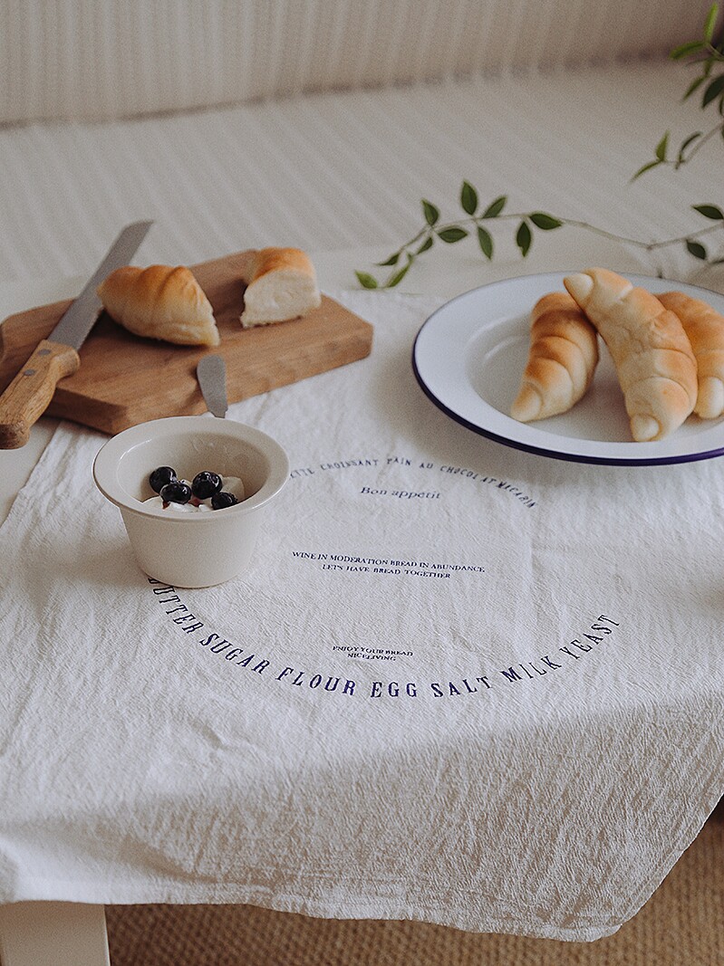 nicethings homemade Korean ins printed table cloth French English printed white napkin photo background cloth