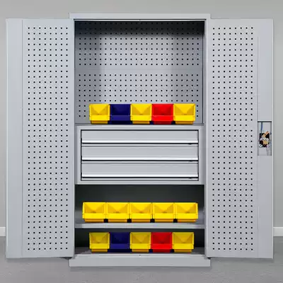 Gray and White hardware tool cabinet finishing cabinet workshop tool with drawer with hanging board factory thickened storage box tin cabinet